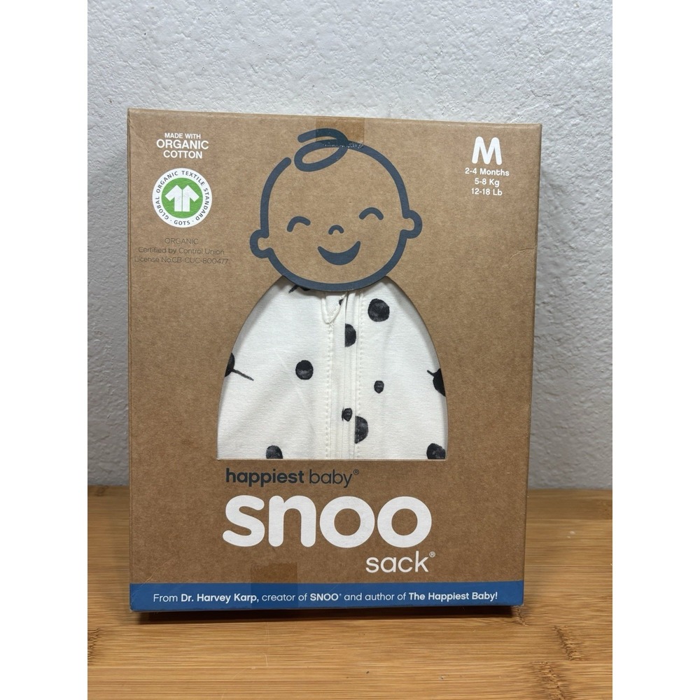 Happiest Baby SNOO Sack Swaddle Organic Cotton 2-4 M Ivory Planets Black Wings-M